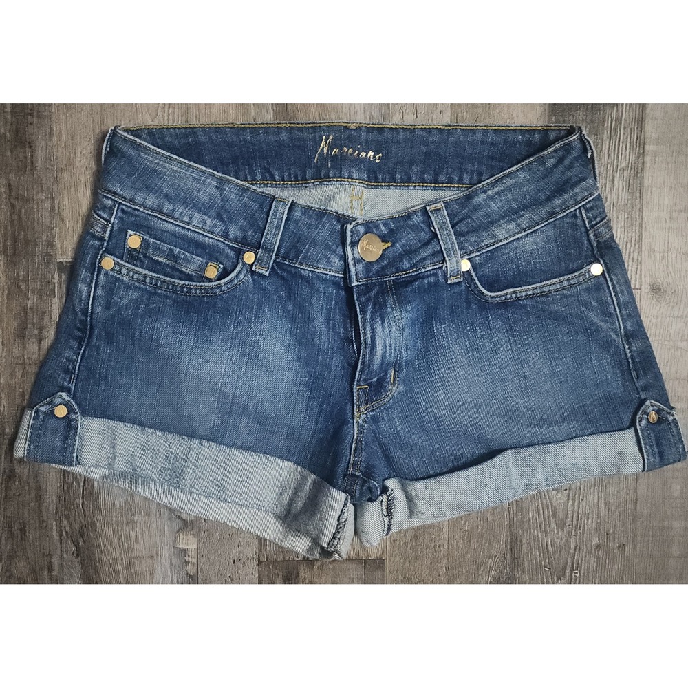 Marciano by Guess Denim Shorts Womens Size 27 Blue Cuffed Low Rise Embroidered